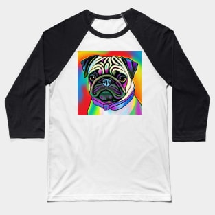 Pug Dog Rainbow Painting Baseball T-Shirt